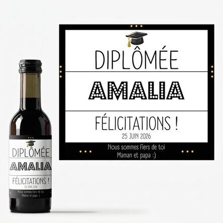 Mini-bouteille de vin personnalisée avec un message pour la remise des diplômes - Le plaisir de la r