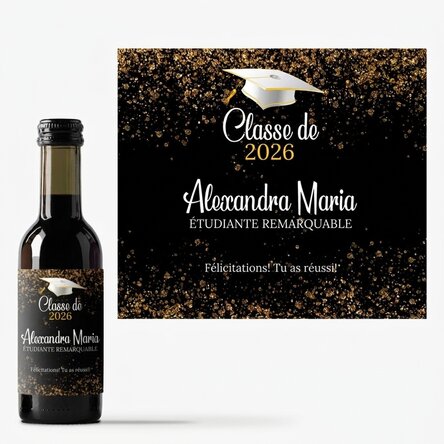 Mini-bouteille de vin personnalisée pour la remise des diplômes avec l'inscription « Outstanding stu
