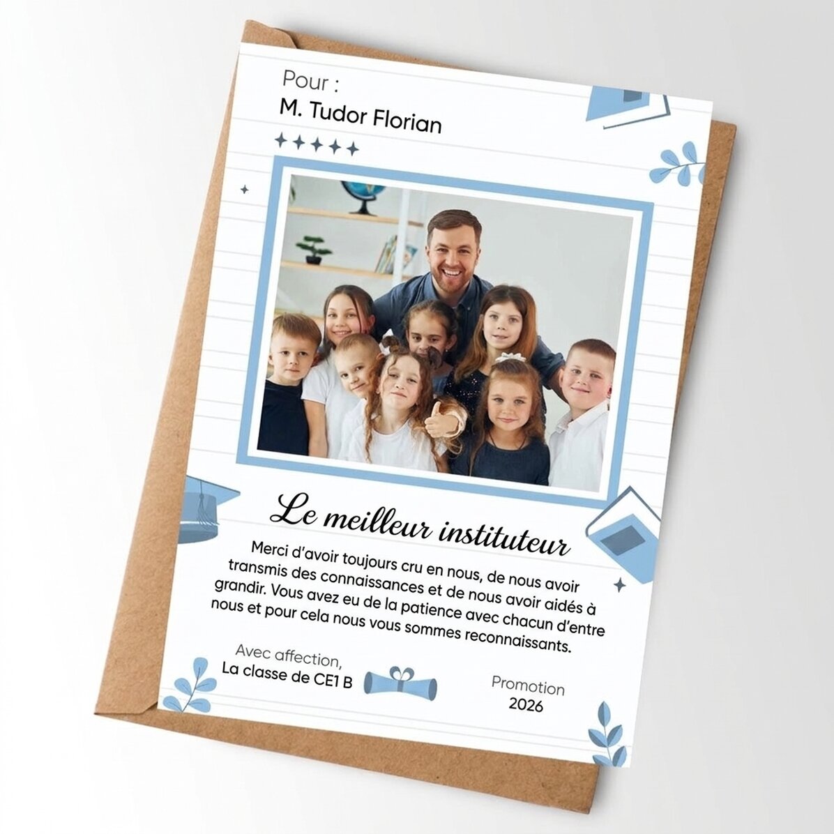 Carte personnalisée avec message - Fin de l