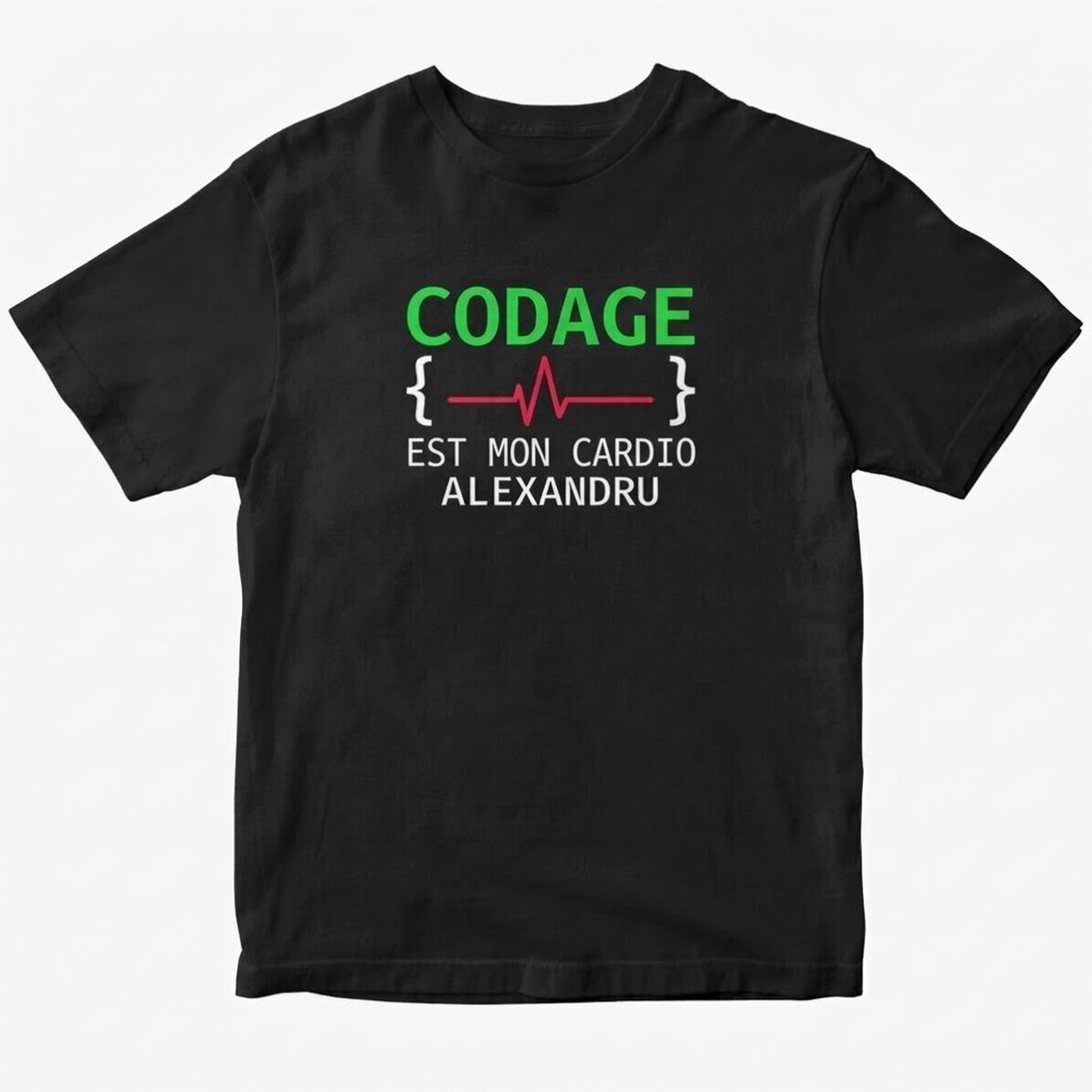 T-shirt en coton personnalisé avec le texte « Coding is my cardio »