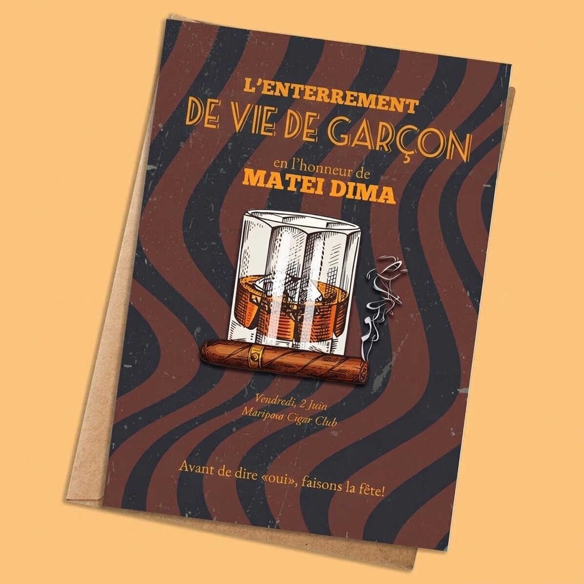 Carte personnalisée avec texte - Enterrement de vie de garçon