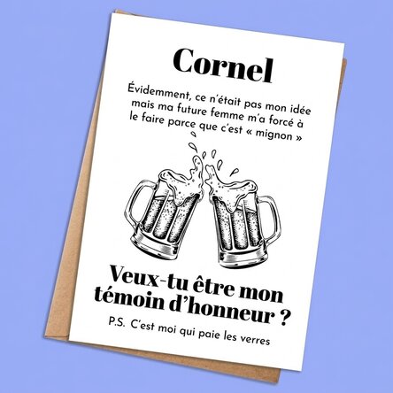 Carte personnalisée avec texte - Invitation pour le témoin
