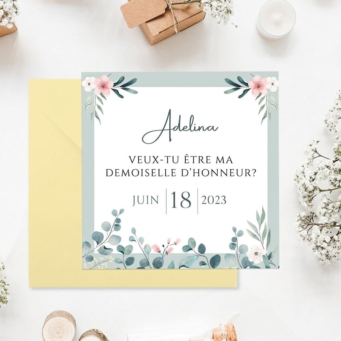 Carte carrée personnalisée avec texte - Invitation