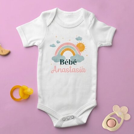 Body pour bébé personnalisé avec son prénom - Arc-en-ciel