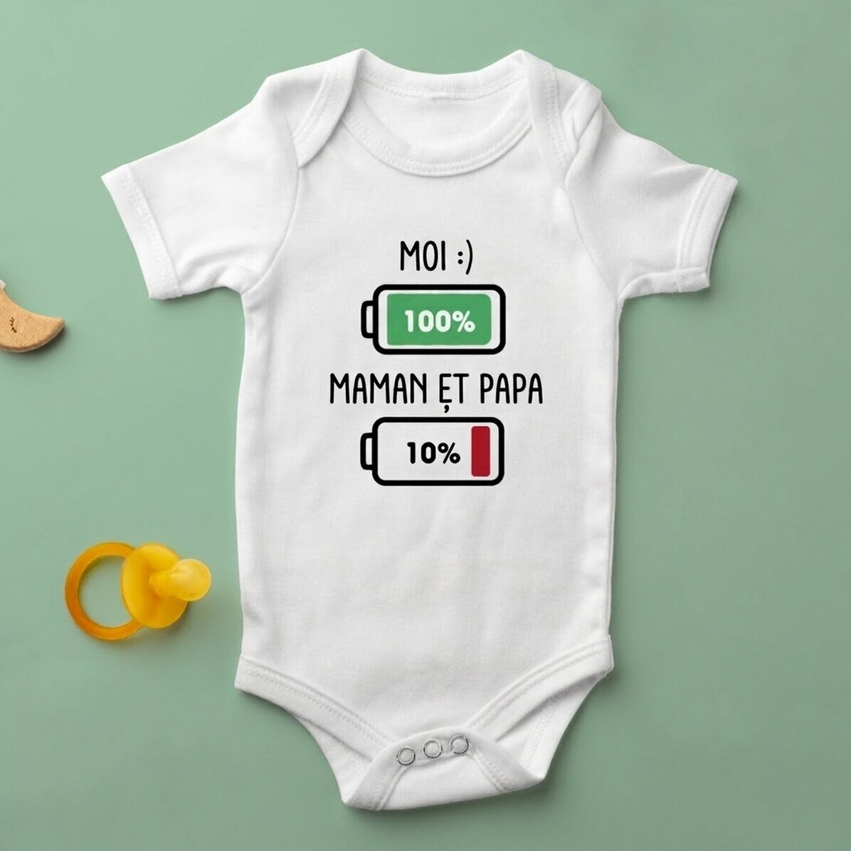 Body pour bébé personnalisé avec un message - Batterie