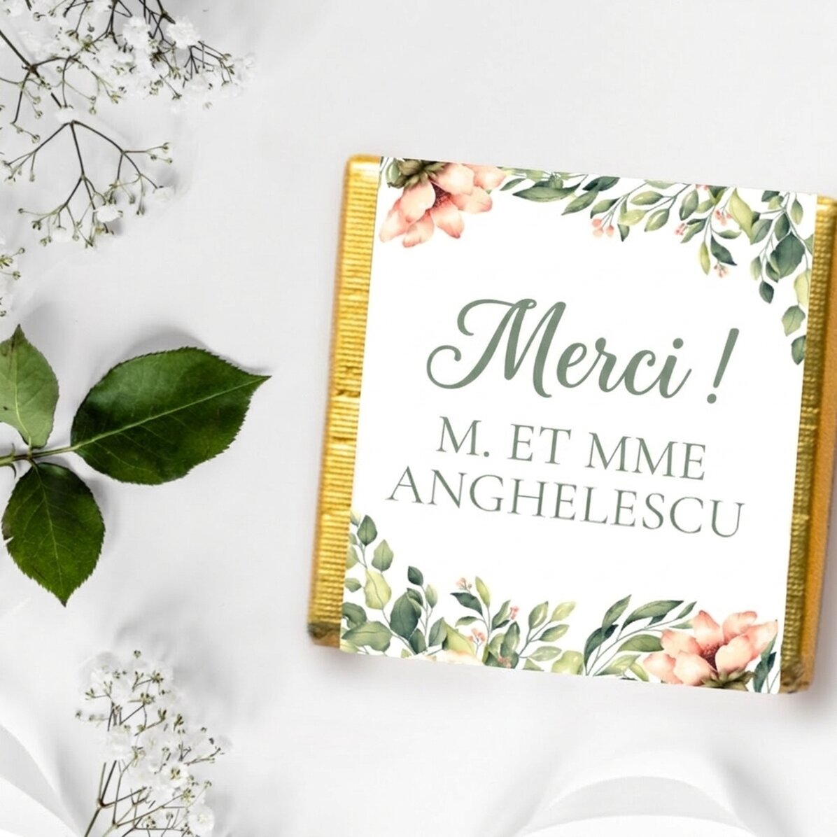 Mini-chocolat personnalisé avec message - Merci !
