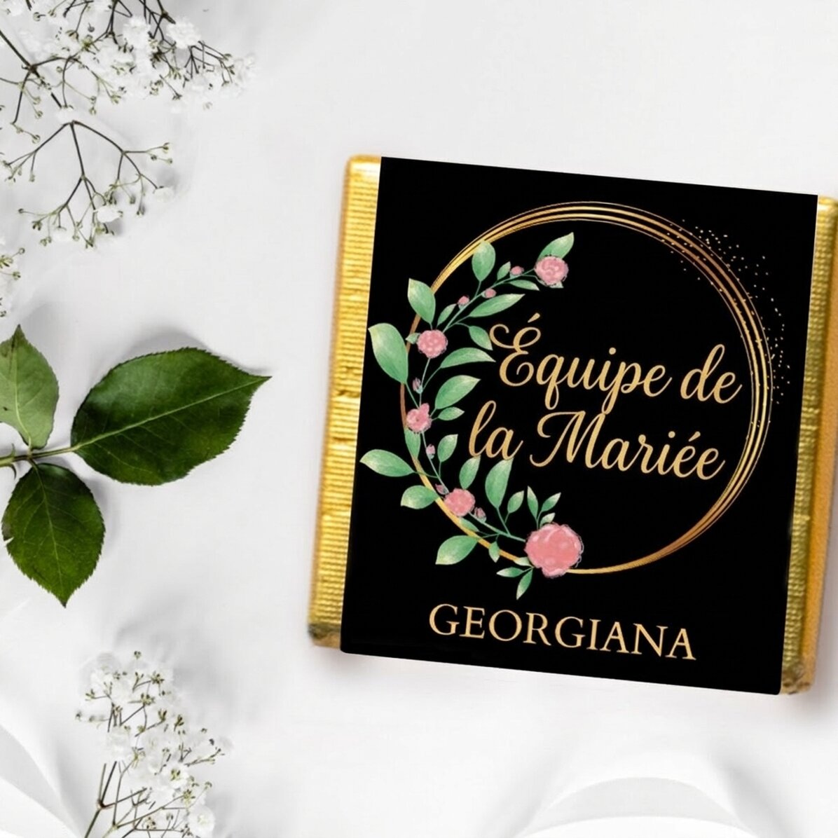 Mini-chocolat personnalisé avec message - Floral