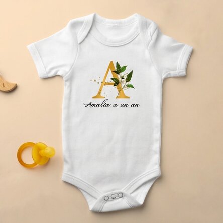 Body pour bébé personnalisé avec une initiale et un message