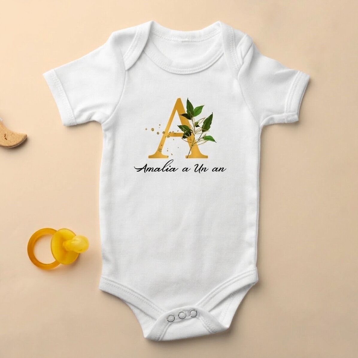 Body pour bébé personnalisé avec une initiale et un message
