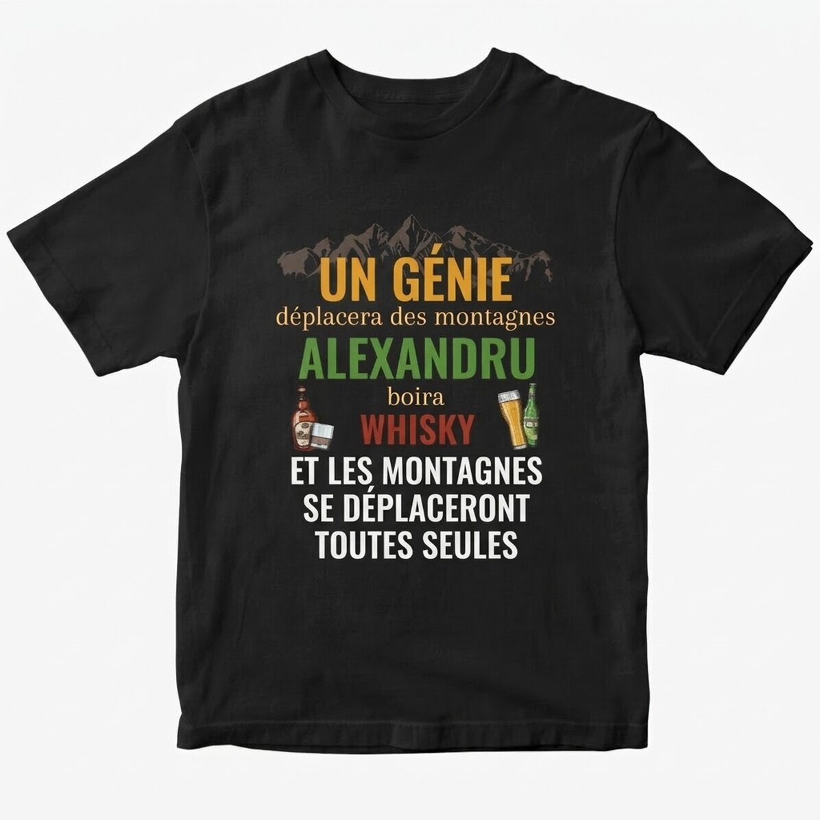 T-shirt en coton personnalisé avec un texte - « Mut muntii »
