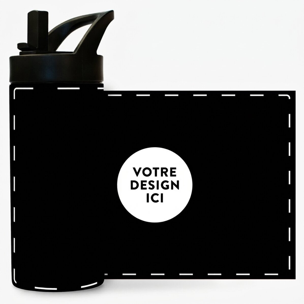 Thermos avec poignée et paille, personnalisé avec votre motif