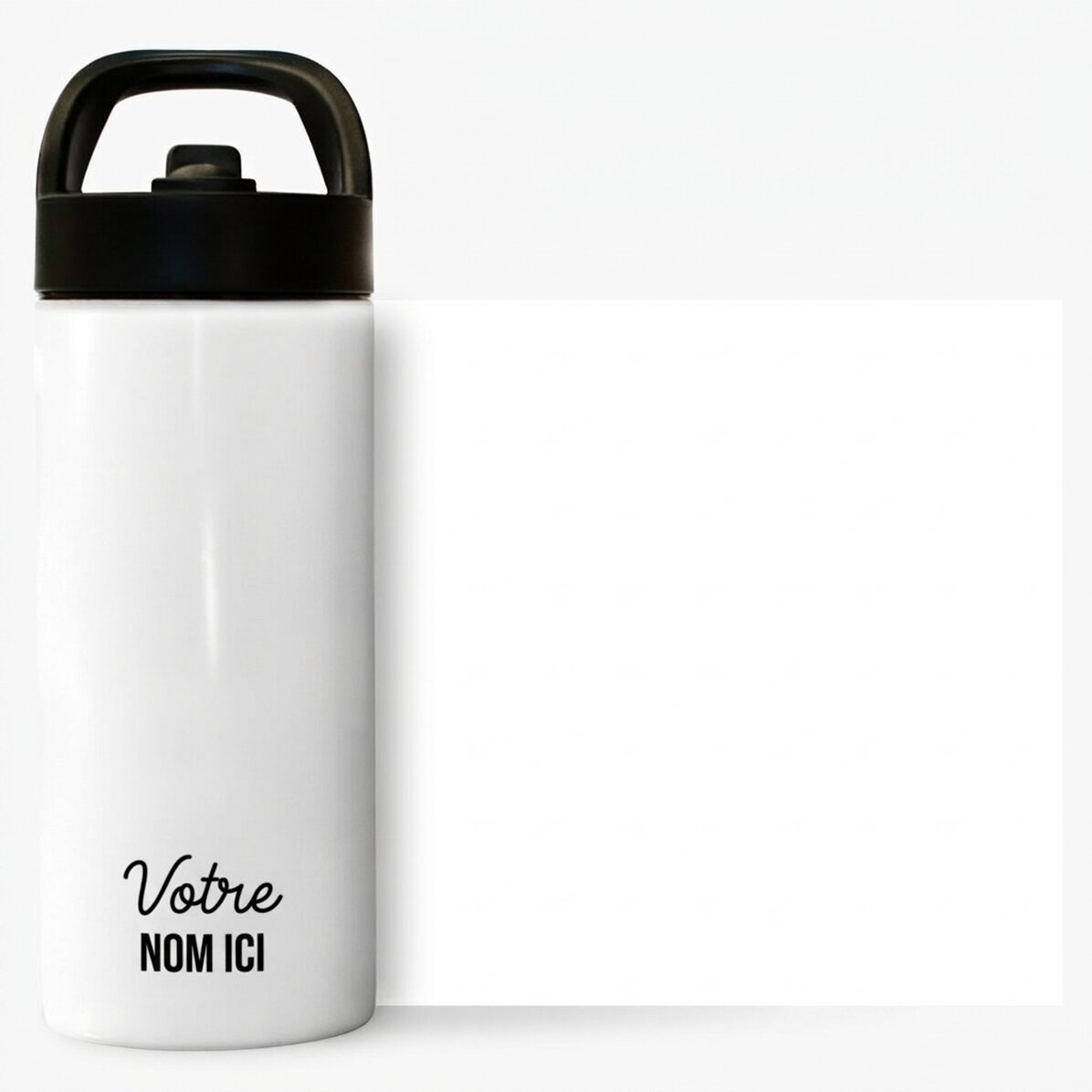 Thermos avec poignée et paille, personnalisé avec deux lignes de texte