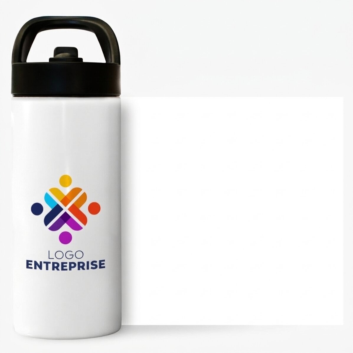 Thermos avec poignée et paille, personnalisé avec un logo