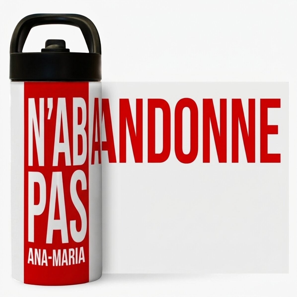 Thermos avec poignée et paille, personnalisé avec un nom - « Don