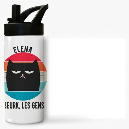 Thermos avec poignée et paille, personnalisé avec un prénom - Ew, people