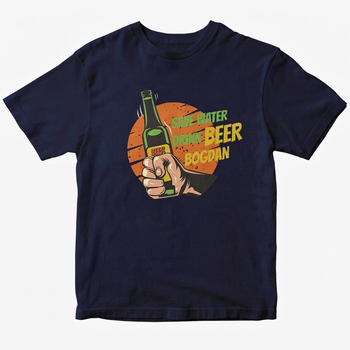 T-shirt en coton personnalisé avec le texte « Save water, drink beer »