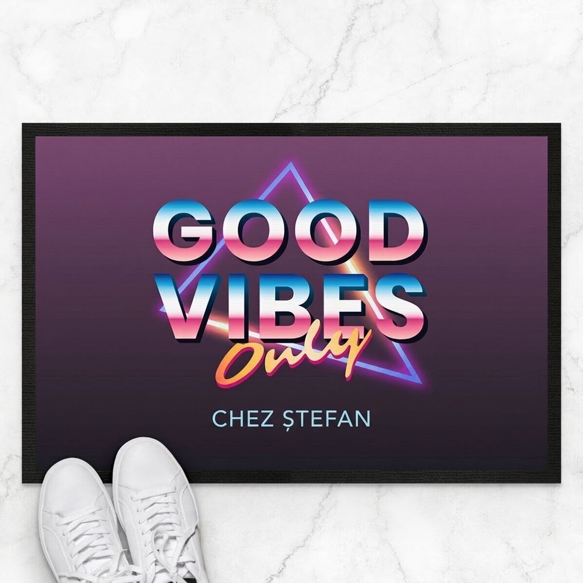 Paillasson personnalisé avec inscription - « Good vibes only »