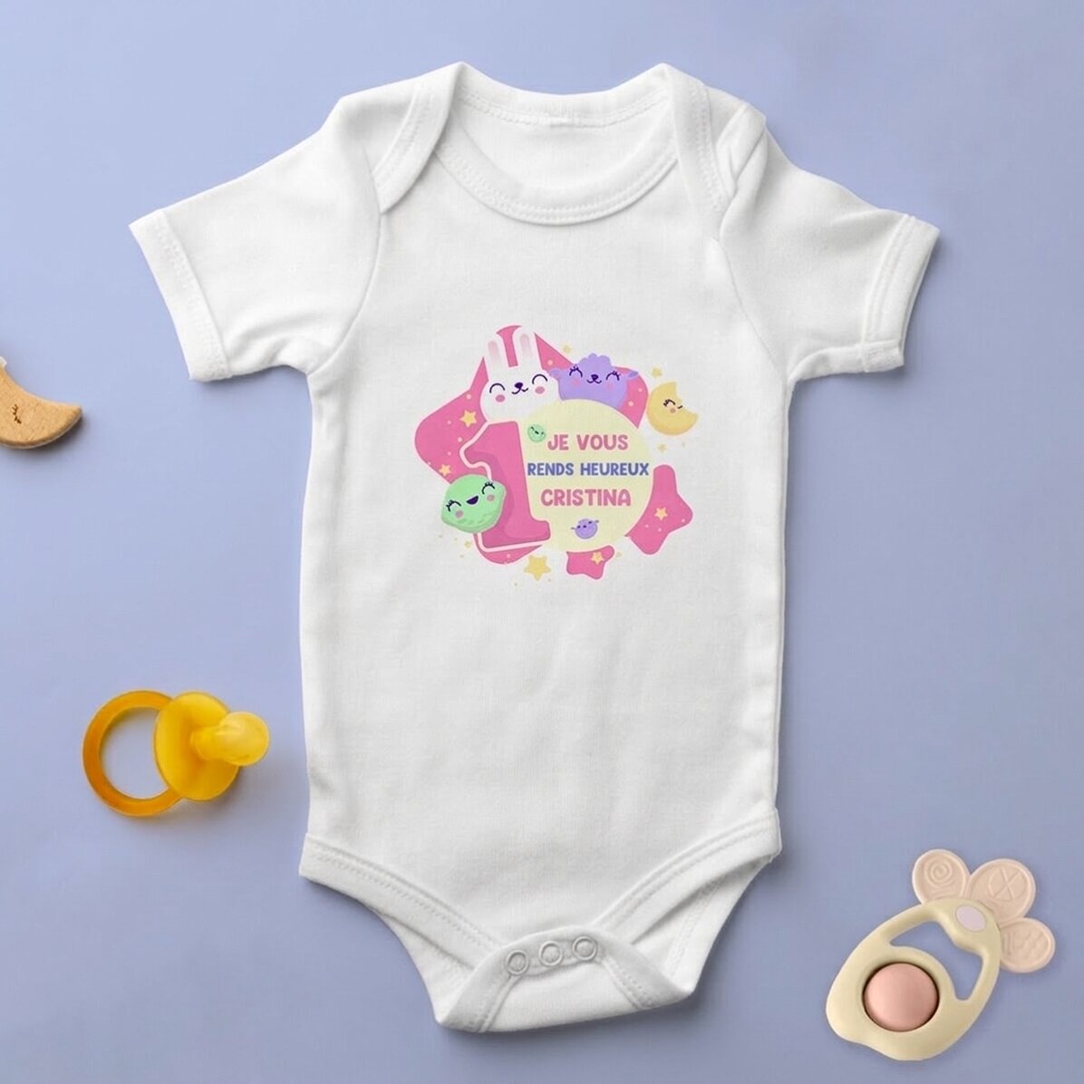 Body pour bébé personnalisé avec un message - 1er anniversaire