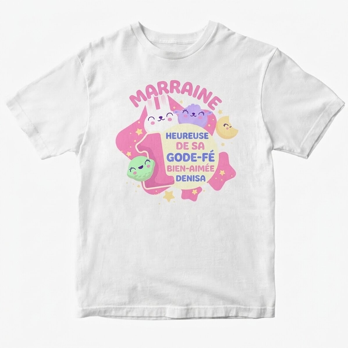 T-shirt en coton personnalisé avec un texte (modèle pour filles) - 1er anniversaire