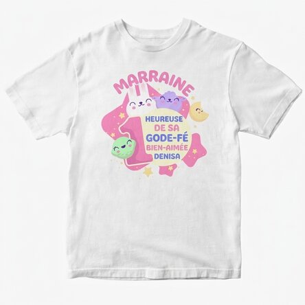 T-shirt en coton personnalisé avec un texte (modèle pour filles) - 1er anniversaire