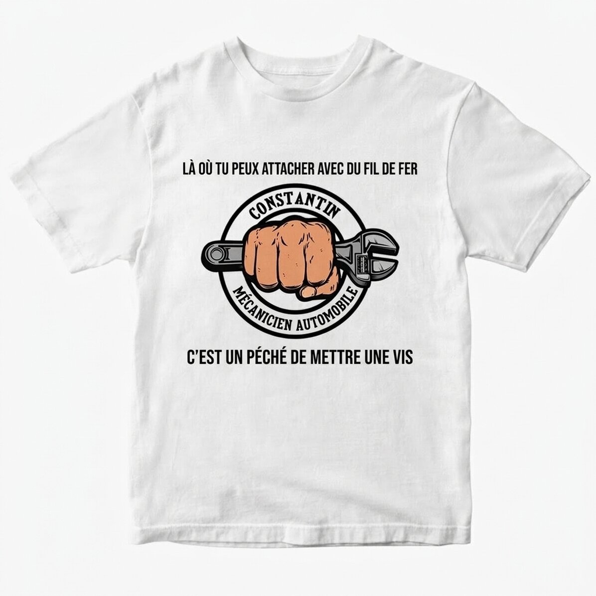 T-shirt en coton personnalisé avec un texte - Mécanicien