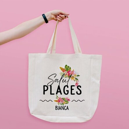Sac de plage personnalisé avec inscription - Hola Beaches