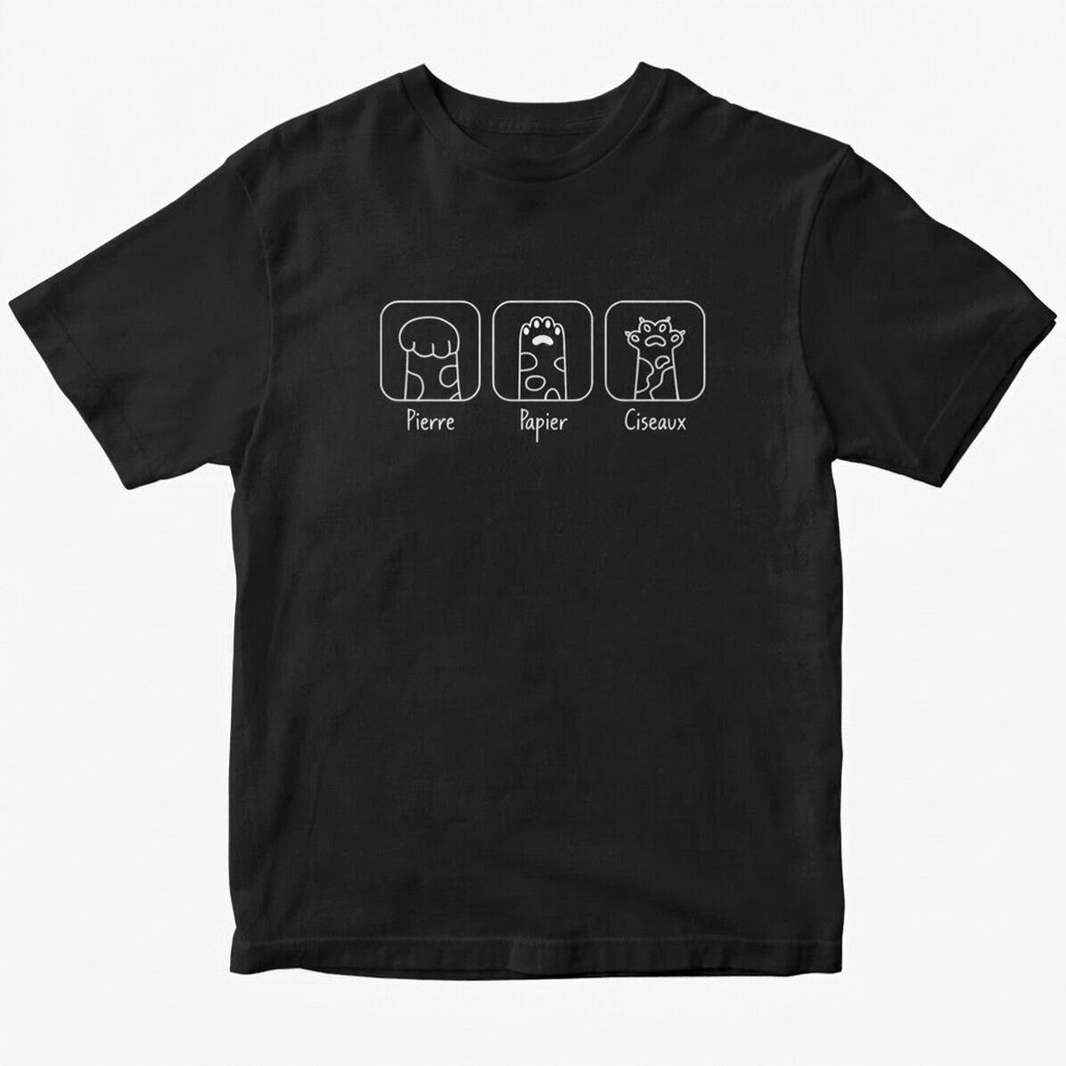 T-shirt en coton personnalisé avec le texte « Rock, paper, scissors »