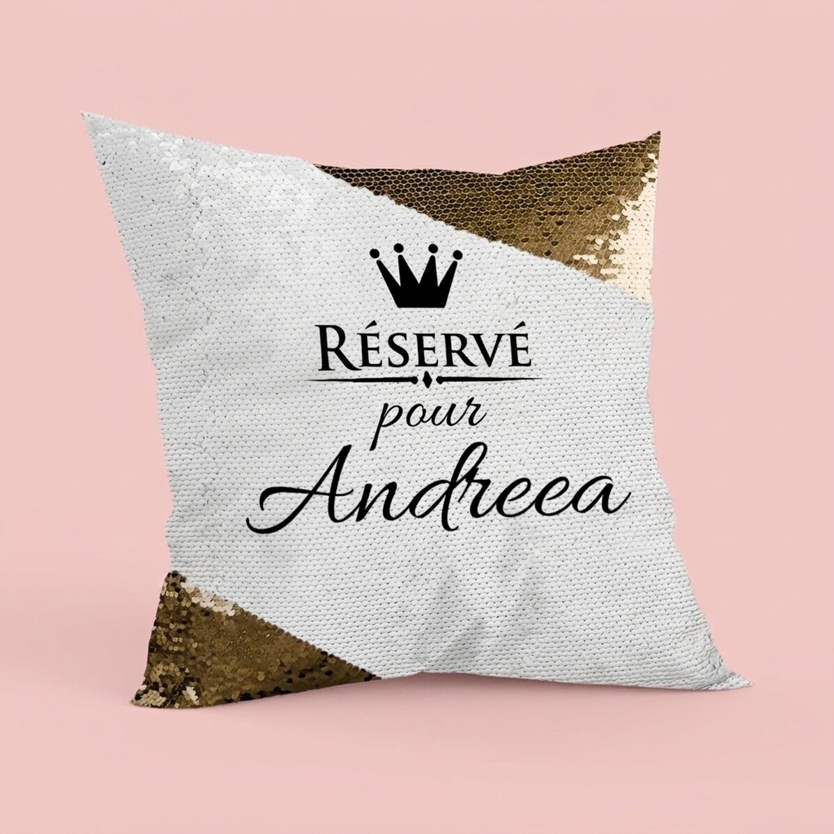 Coussin personnalisé - réservé à... - Paillettes dorées