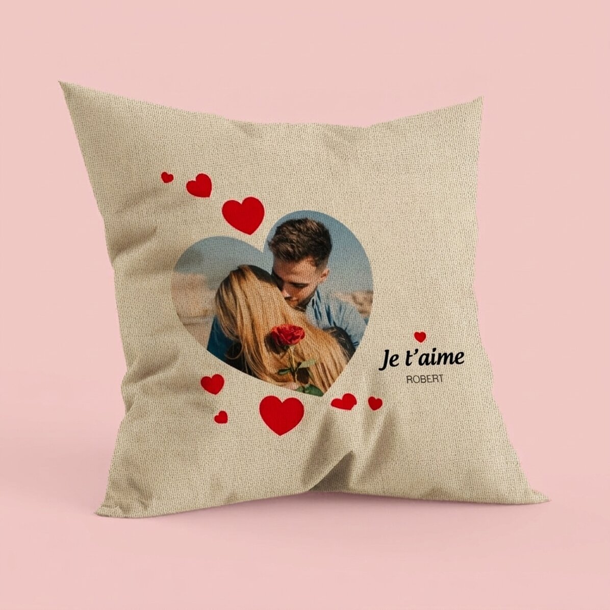 Coussin personnalisé avec une photo - P.S. I love you - En