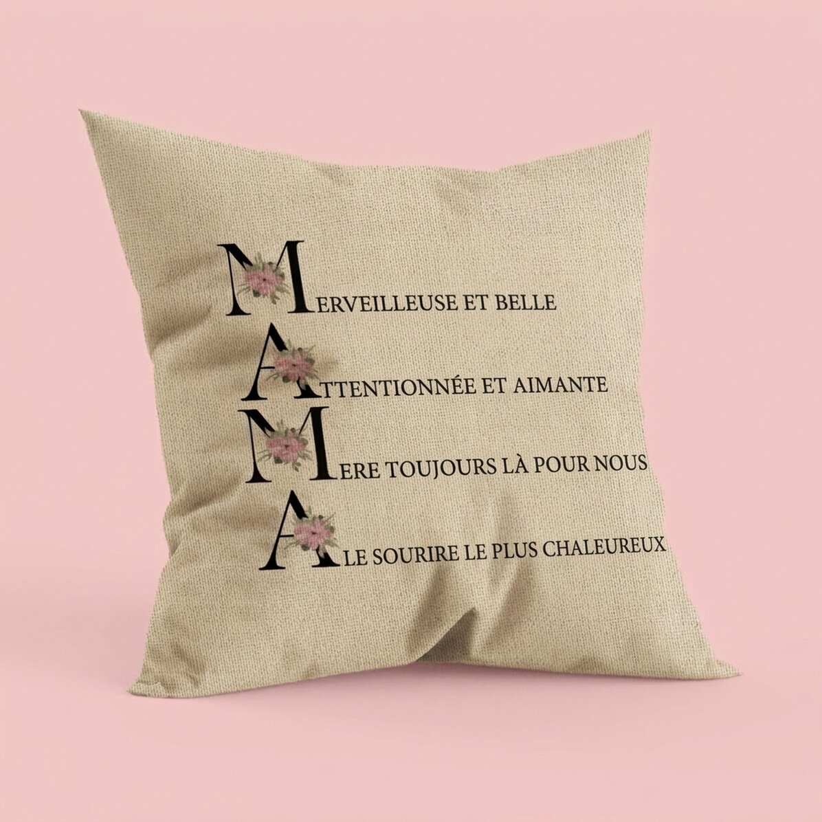 Coussin personnalisé avec inscription - « Comme ma maman » - En