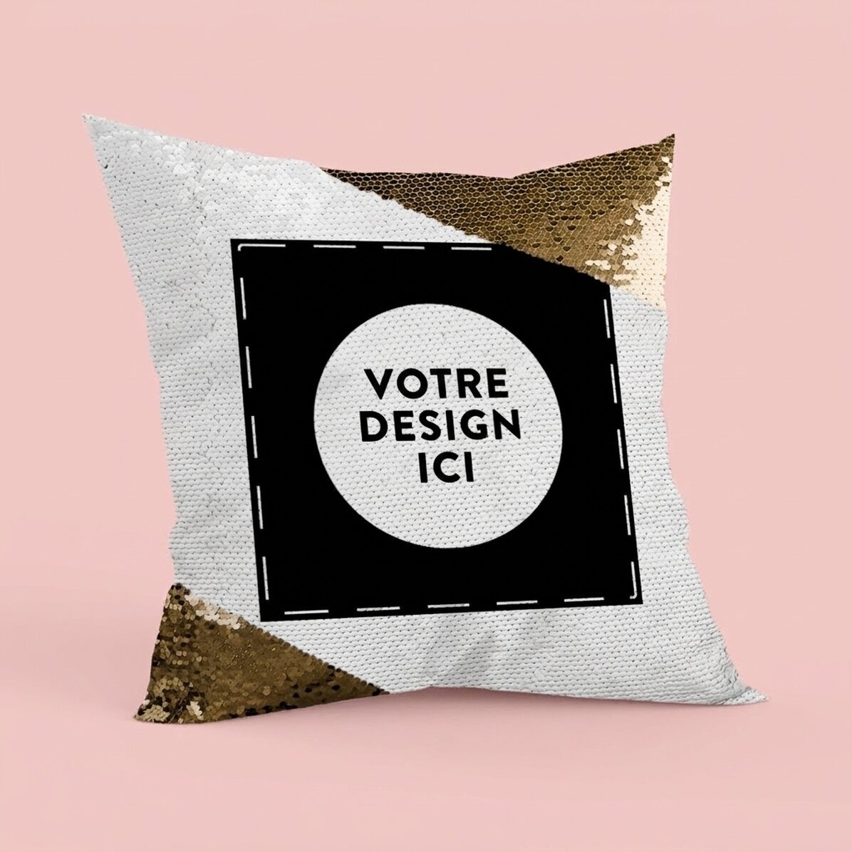 Coussin personnalisé avec votre motif - Paillettes dorées