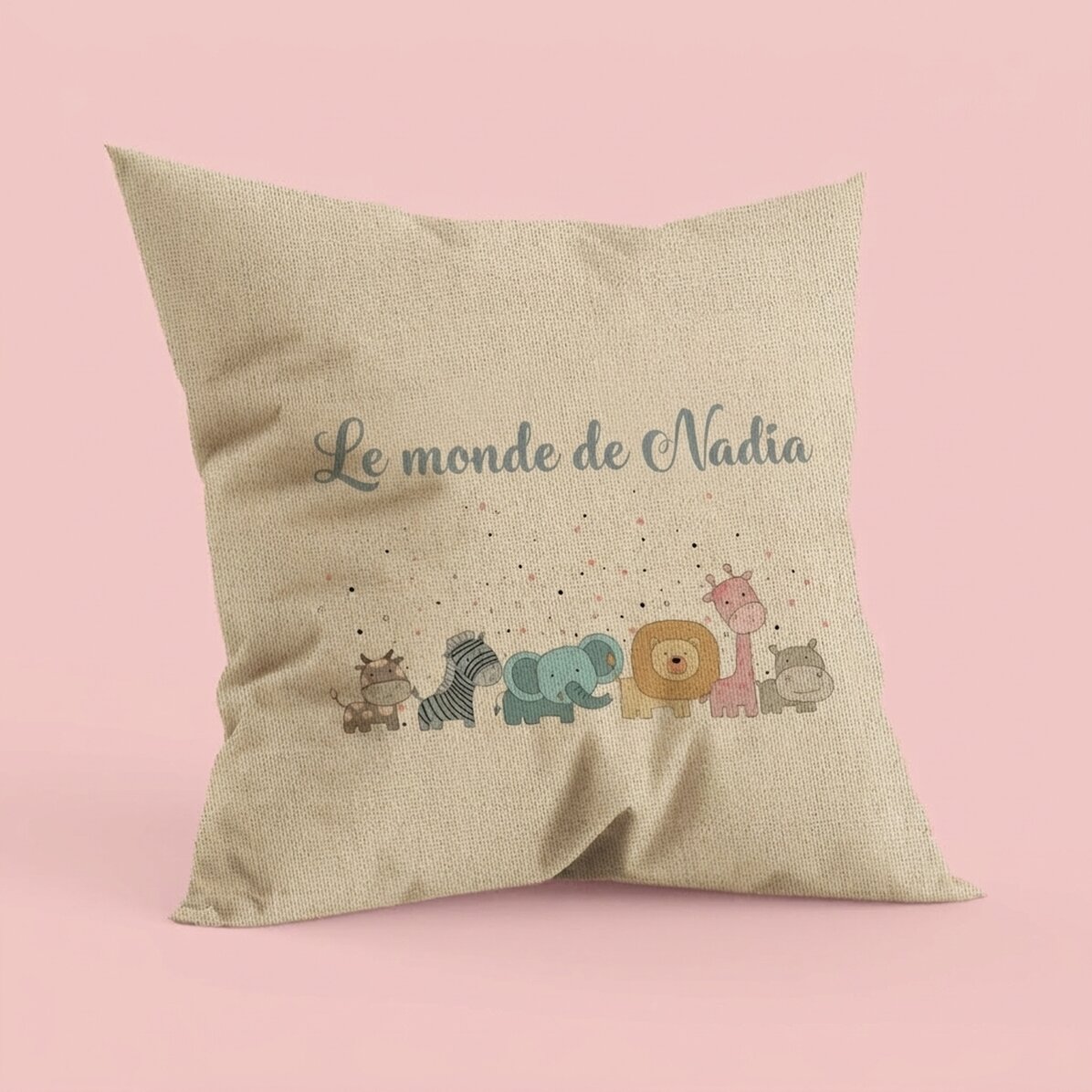 Oreiller personnalisé avec inscription - Nom du bébé - En