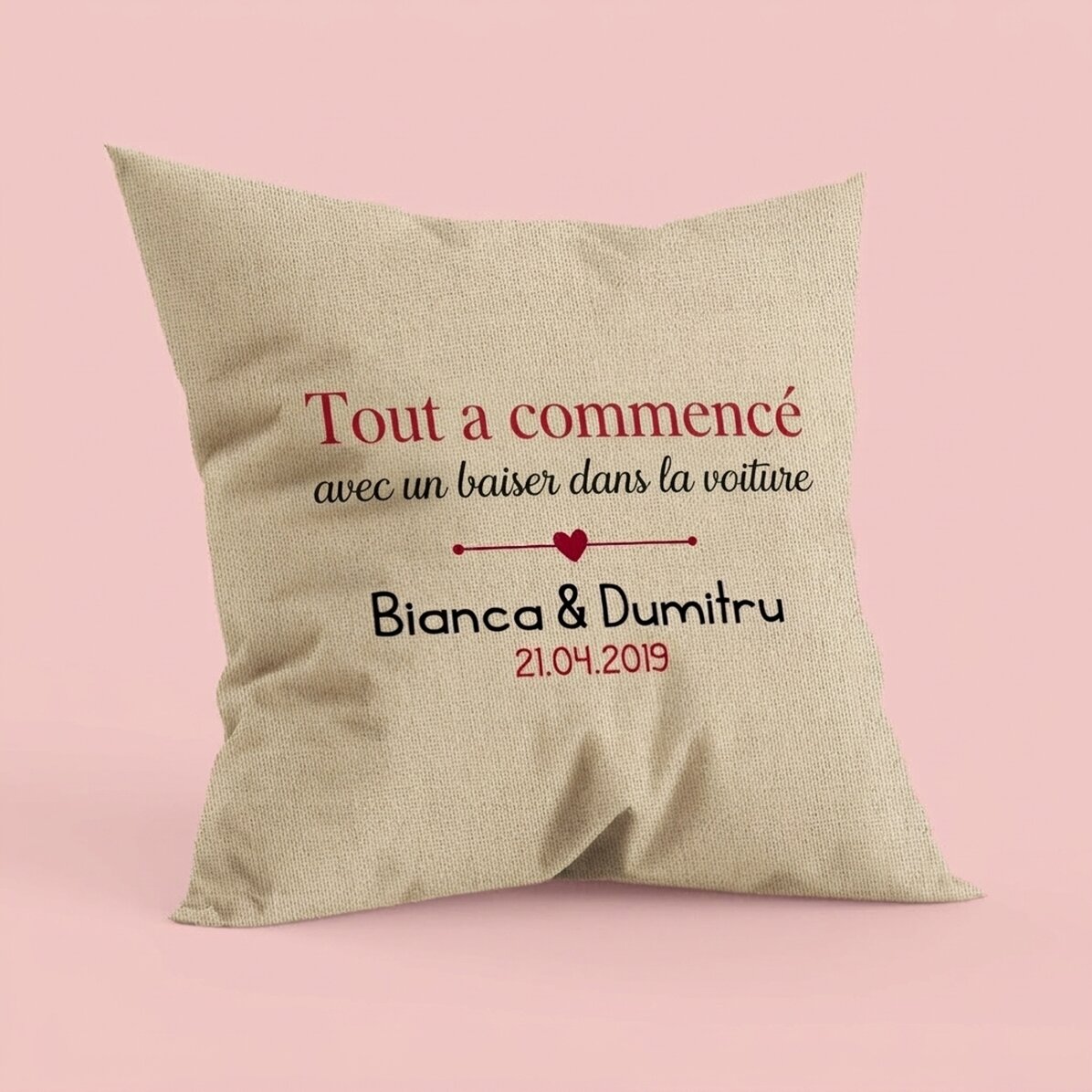 Coussin personnalisé avec le texte « Where it all began » - In