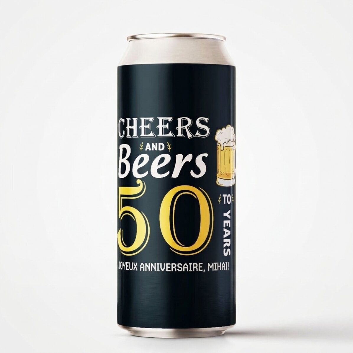 Bière en canette personnalisée avec un texte - Cheers