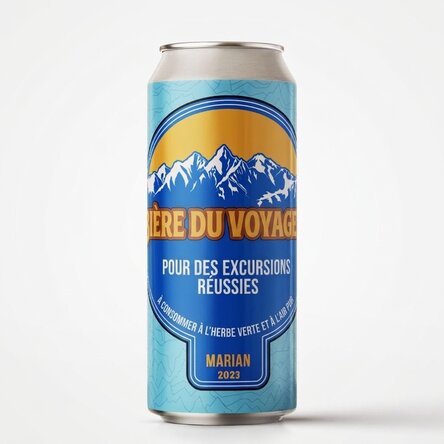 Bière en canette personnalisée avec un texte - La bière du voyageur