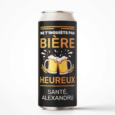 Bière en canette personnalisée avec un message - À ta santé !
