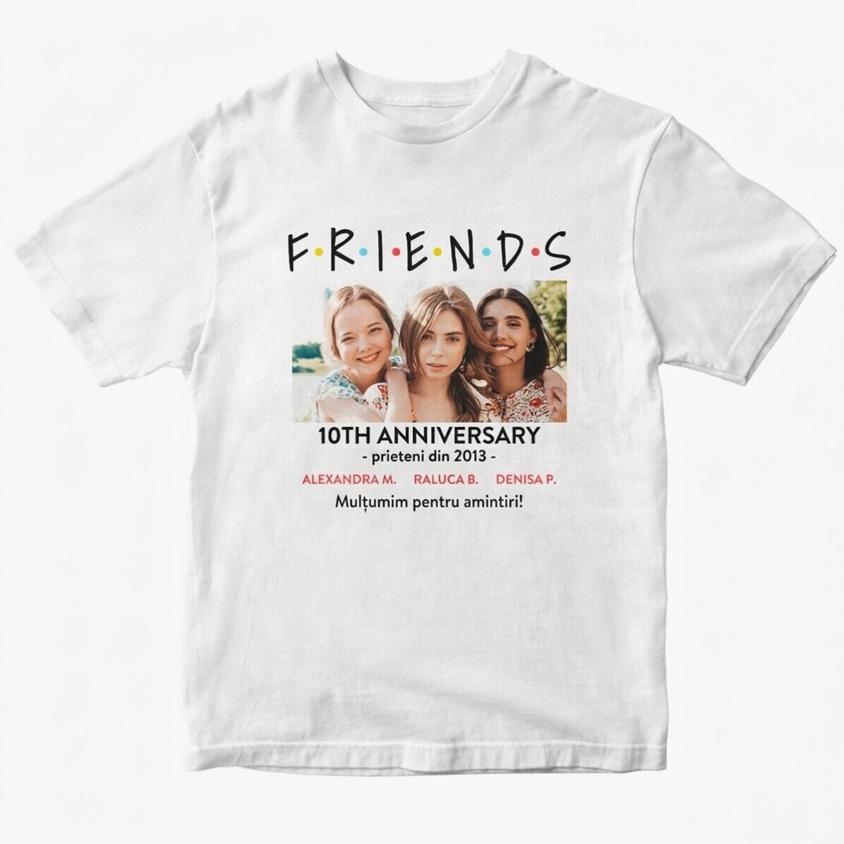 T-shirt en coton personnalisé avec une photo et un message - FRIENDS