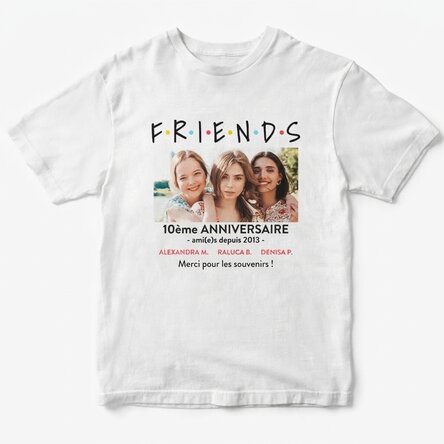 T-shirt en coton personnalisé avec une photo et un message - FRIENDS