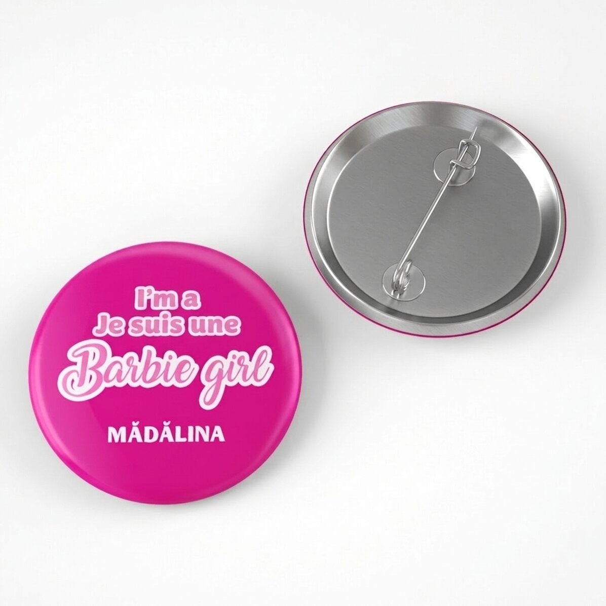 Badge personnalisé avec message - Barbie girl