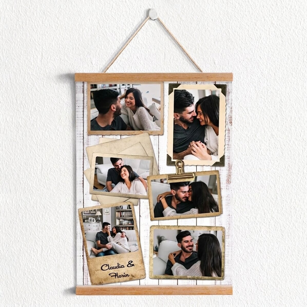 Affiche personnalisée avec 6 photos, au style vintage