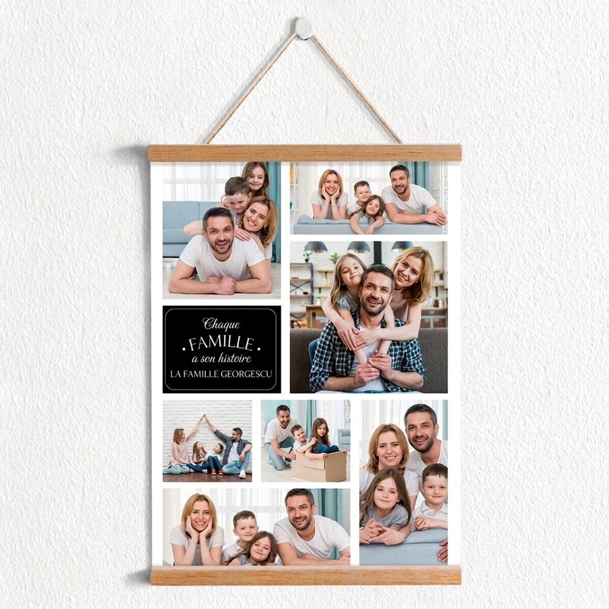 Affiche personnalisée avec 7 photos de famille à accrocher