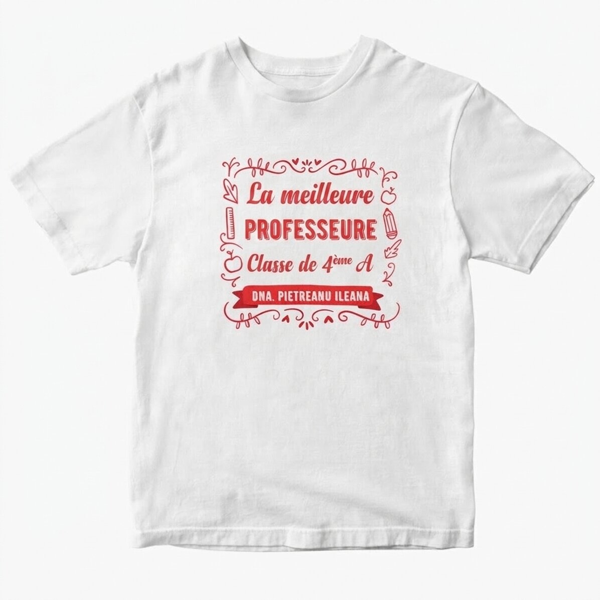 T-shirt en coton personnalisé avec inscription - Le meilleur professeur