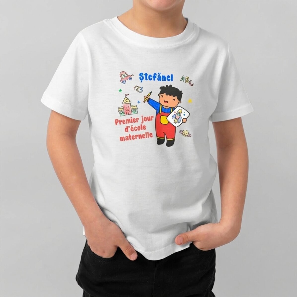 T-shirt en coton pour enfants personnalisé avec un texte - Petit garçon