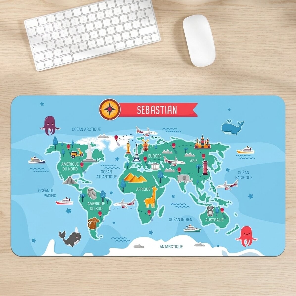 Tapis de souris XXL personnalisé avec le prénom de l