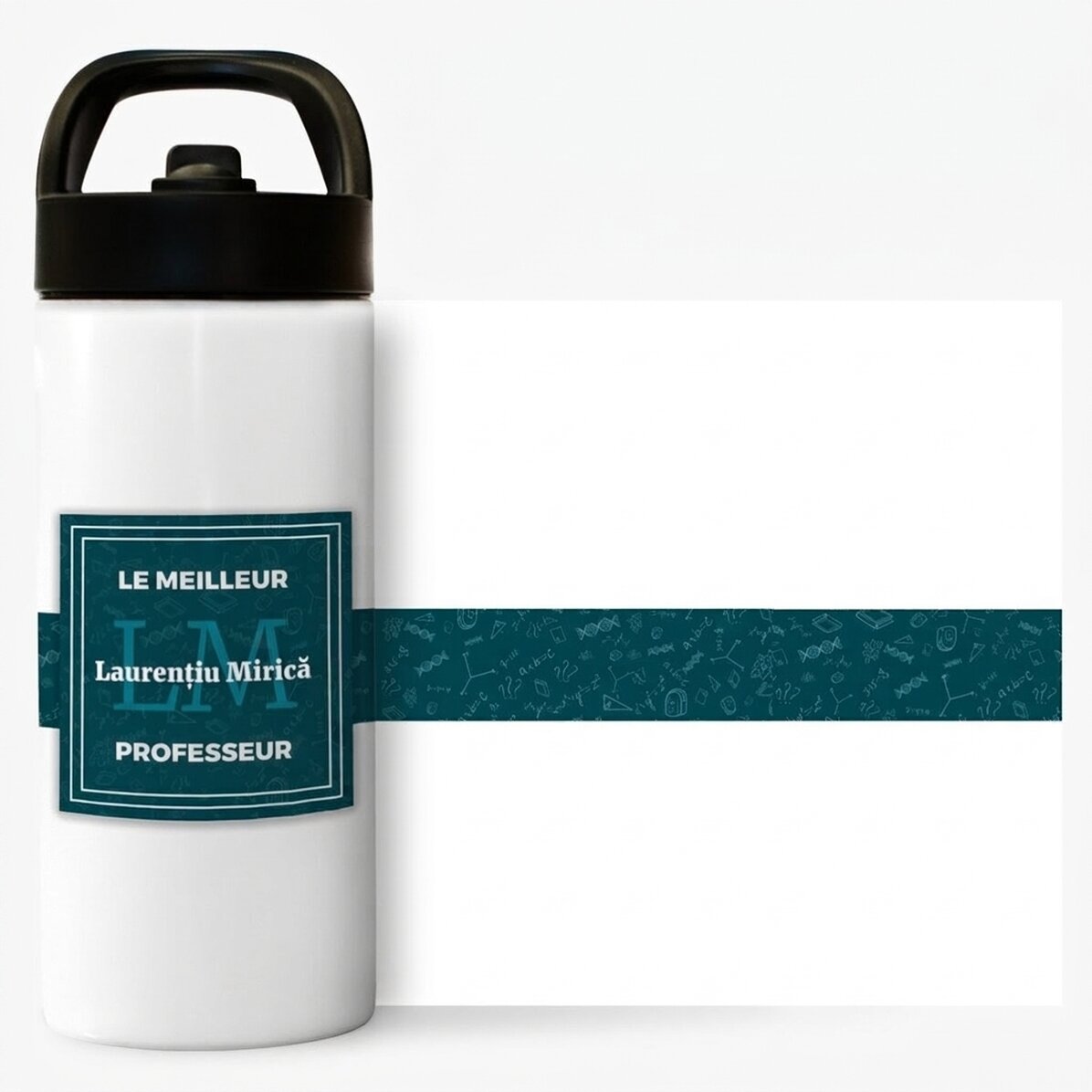 Thermos avec poignée et paille, personnalisé avec un prénom et des initiales - Le meilleur professeu