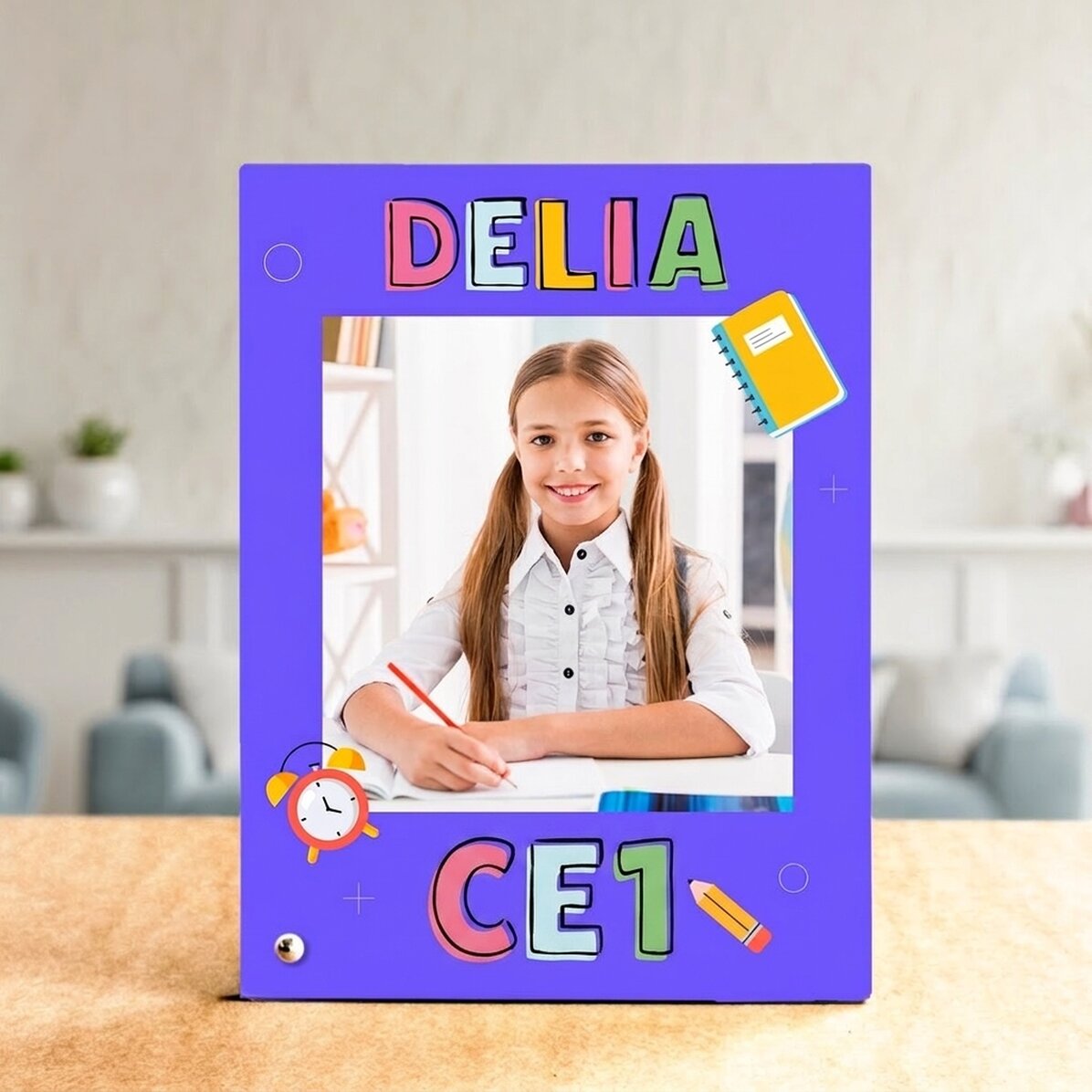 Cadre photo de bureau personnalisé avec une photo et un texte - Premier jour d