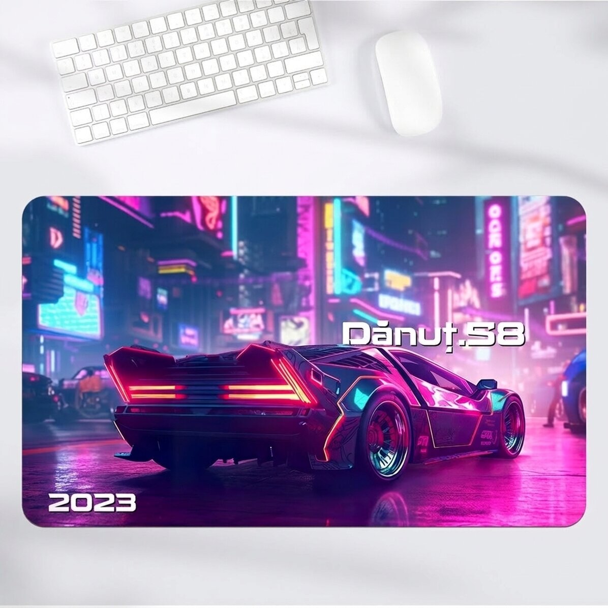 Tapis de souris XXL personnalisé avec texte - Cyberpunk