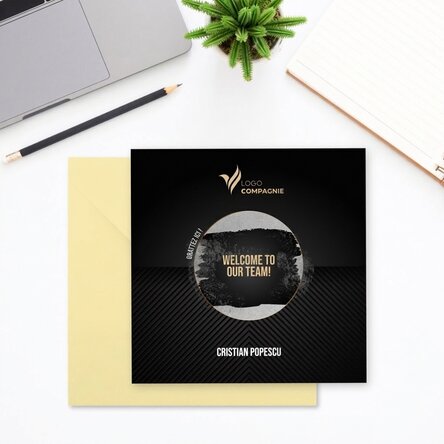 Carte à gratter personnalisée avec logo et texte - Welcome