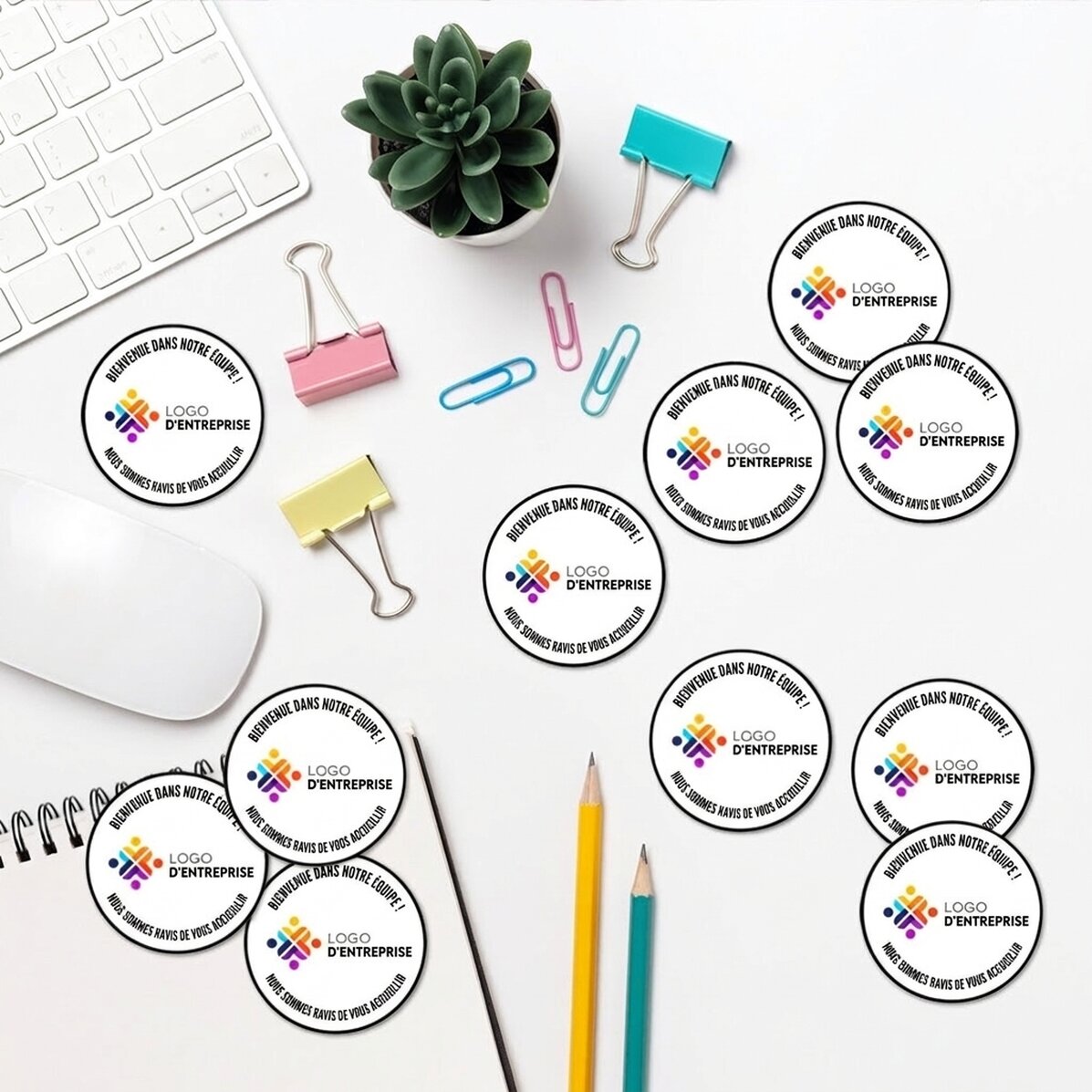 Lot de 12 autocollants ronds (étiquettes adhésives) de 5 cm de diamètre, personnalisés avec un logo 