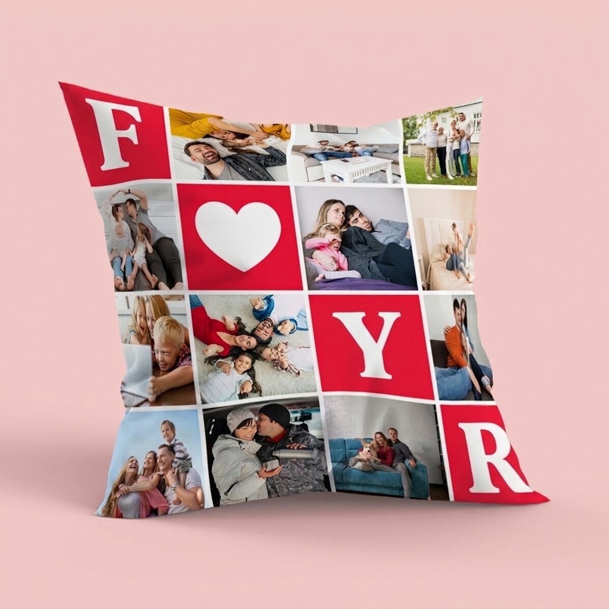 Coussin personnalisé avec 12 photos, grand format - Accueil